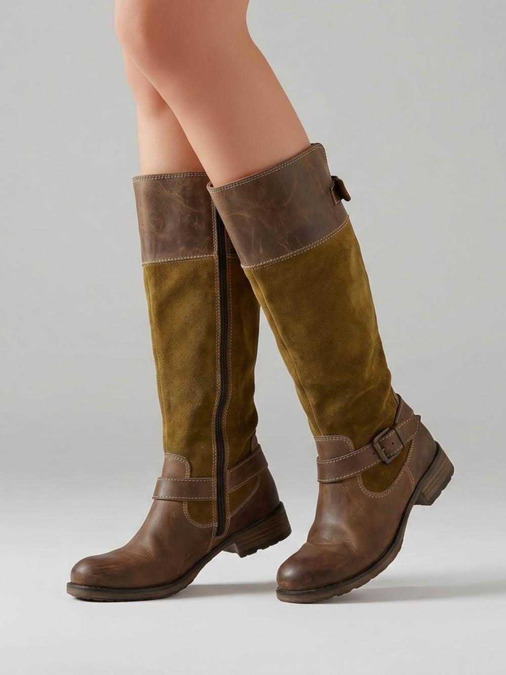 Bos & Co. Brown Leather & Suede Western Cowgirl Riding Knee-High Boots size 39